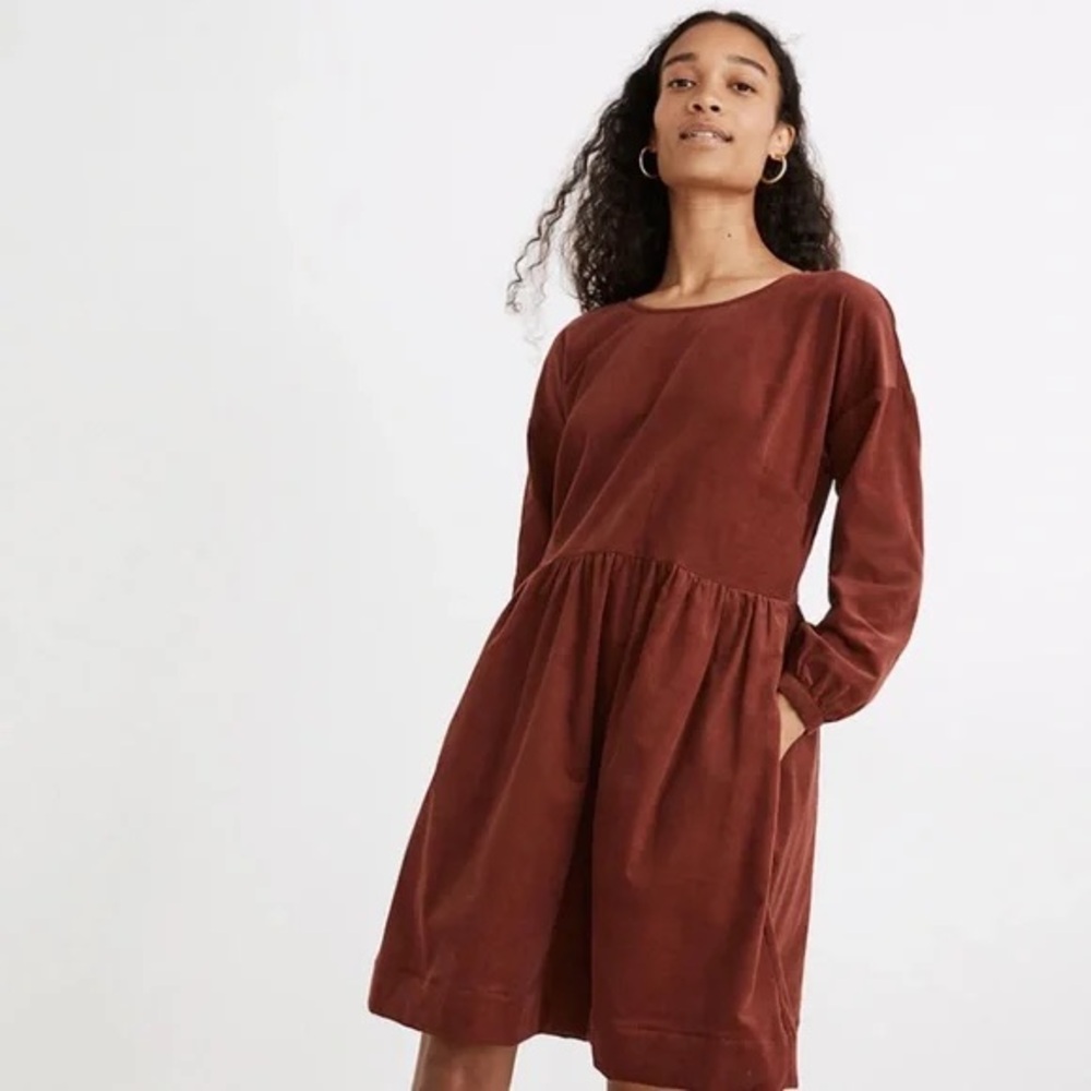 Madewell Corduroy Puff Sleeve Mini Dress